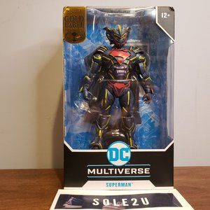 DC Multiverse Superman Energized Unchained Armor Gold Label Slight Box Damage